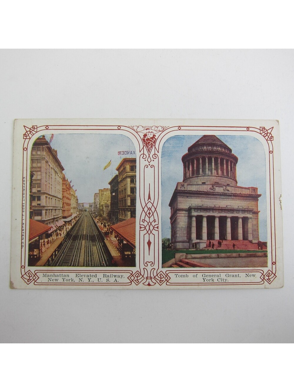 Postcard New York City Manhattan Elevated Railway & Tomb General Grant Antique